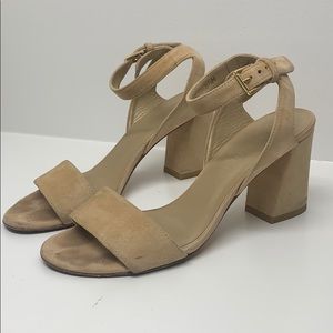 Suede Nude Block Heel Sandal Stuart Weitzman